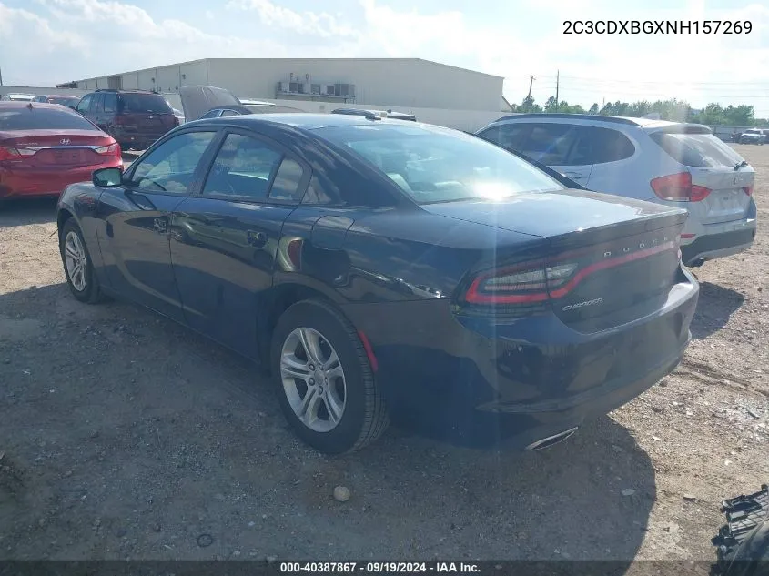 2022 Dodge Charger Sxt Rwd VIN: 2C3CDXBGXNH157269 Lot: 40387867