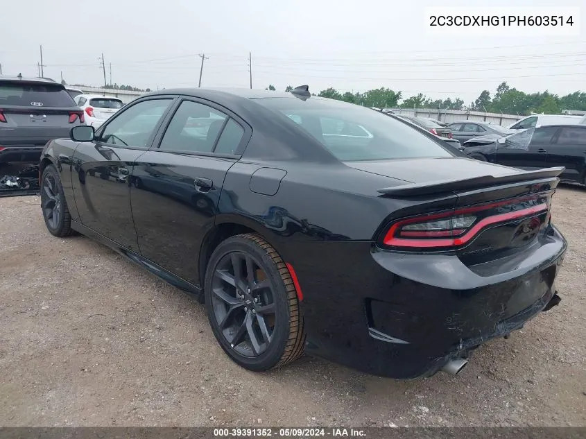 2023 Dodge Charger Gt VIN: 2C3CDXHG1PH603514 Lot: 39391352