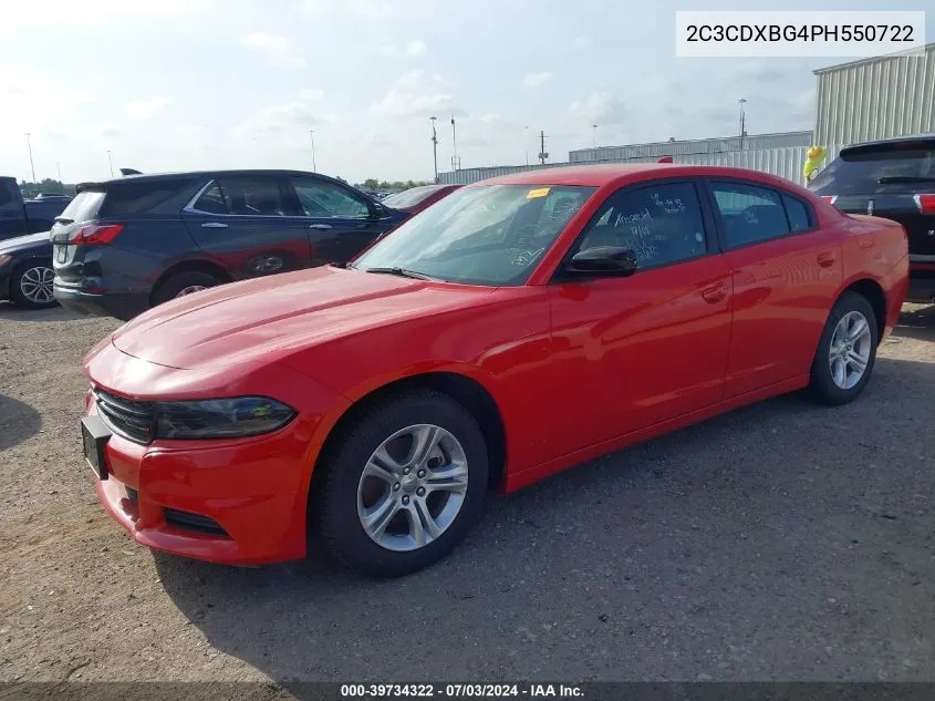 2023 Dodge Charger Sxt VIN: 2C3CDXBG4PH550722 Lot: 39734322