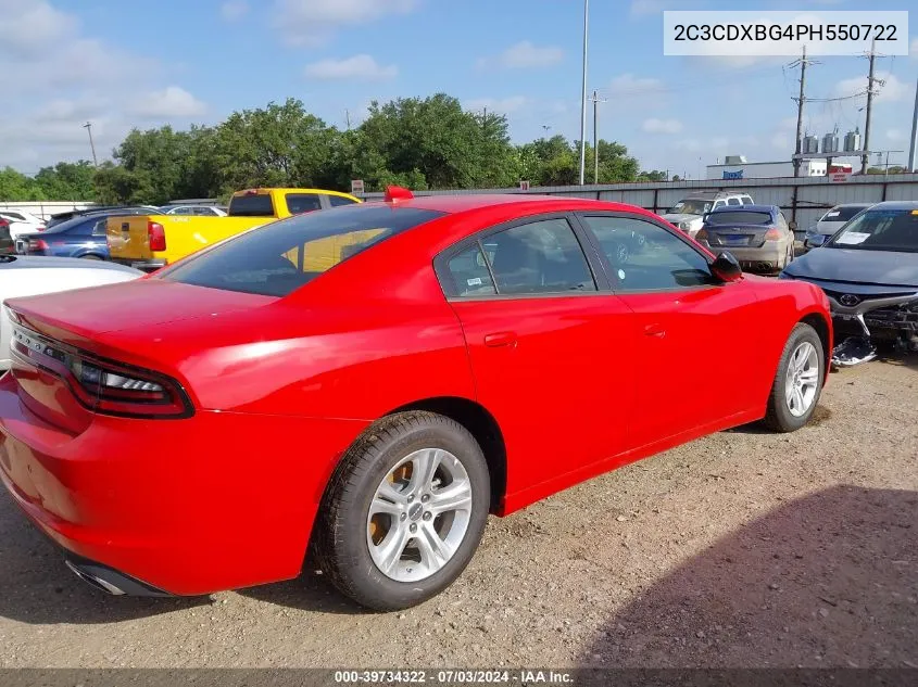 2023 Dodge Charger Sxt VIN: 2C3CDXBG4PH550722 Lot: 39734322