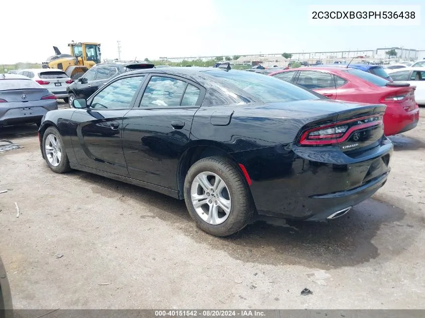 2023 Dodge Charger Sxt VIN: 2C3CDXBG3PH536438 Lot: 40151542