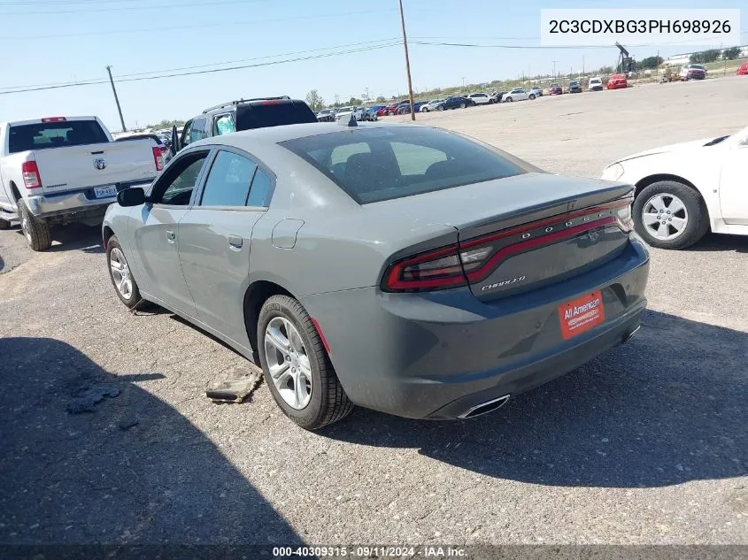 2023 Dodge Charger Sxt VIN: 2C3CDXBG3PH698926 Lot: 40309315