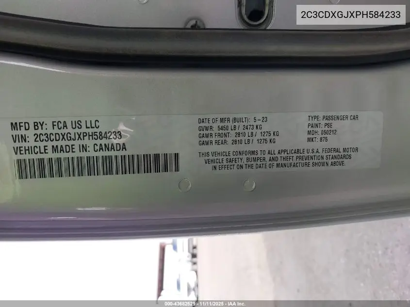 2C3CDXGJXPH584233 2023 Dodge Charger Scat Pack