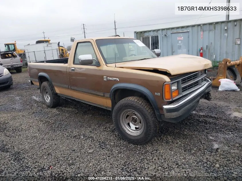 1987 Dodge Dakota VIN: 1B7GR14MXHS398633 Lot: 41254213