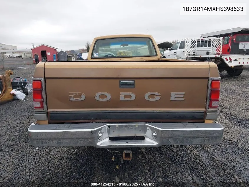 1987 Dodge Dakota VIN: 1B7GR14MXHS398633 Lot: 41254213