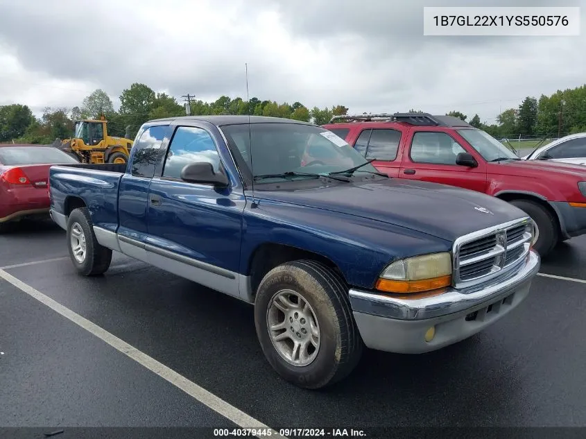 2000 Dodge Dakota Slt/Sport VIN: 1B7GL22X1YS550576 Lot: 40379445