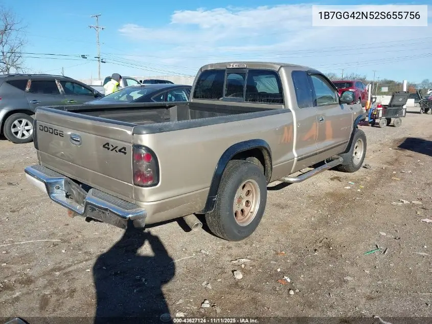 1B7GG42N52S655756 2002 Dodge Dakota Slt
