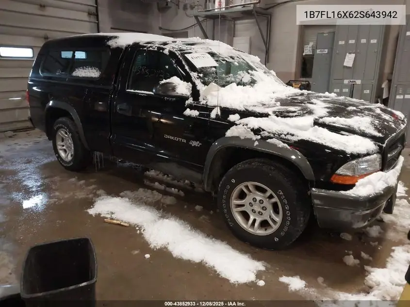 1B7FL16X62S643942 2002 Dodge Dakota