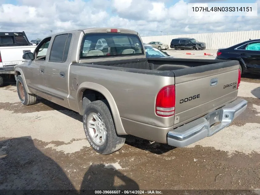 1D7HL48N03S314151 2003 Dodge Dakota Slt