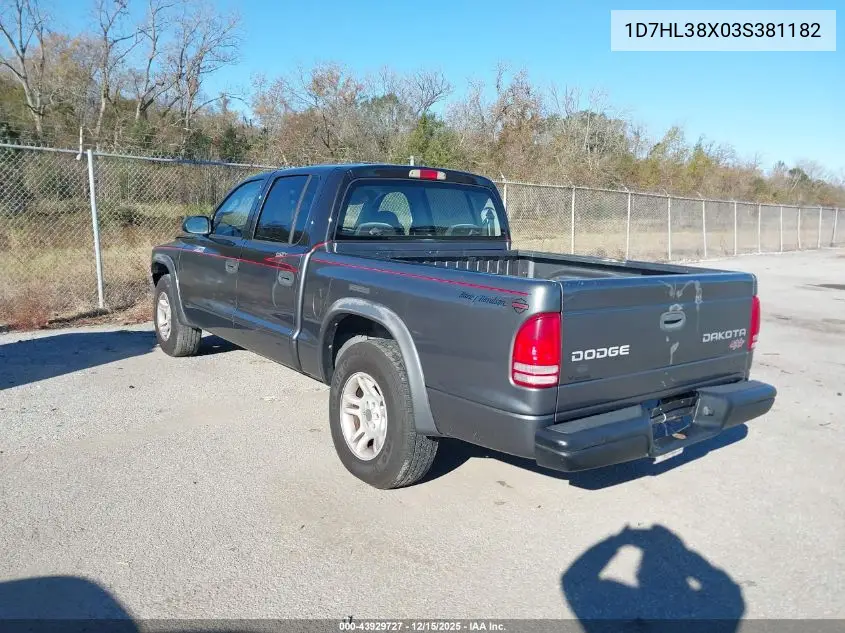 1D7HL38X03S381182 2003 Dodge Dakota Sport/Sxt