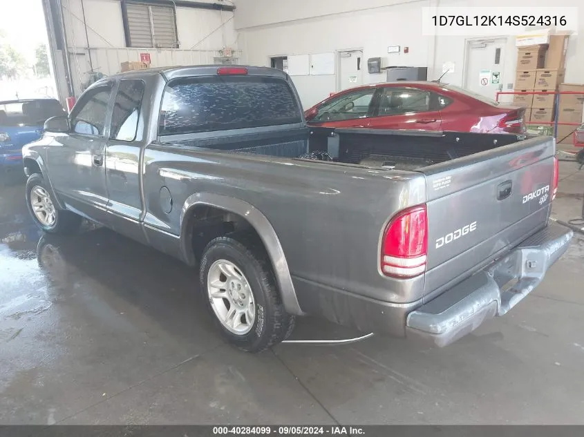 2004 Dodge Dakota VIN: 1D7GL12K14S524316 Lot: 40284099