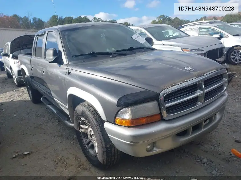 1D7HL48N94S700228 2004 Dodge Dakota Slt