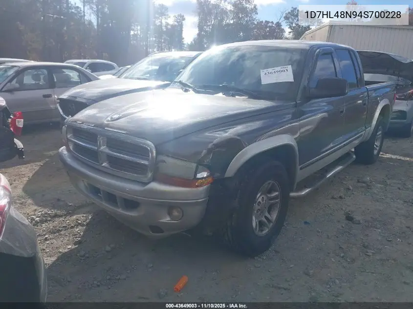 1D7HL48N94S700228 2004 Dodge Dakota Slt
