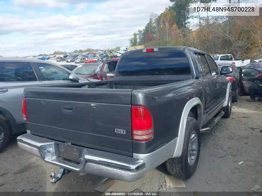 1D7HL48N94S700228 2004 Dodge Dakota Slt