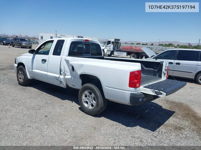 2007 Dodge Dakota Slt VIN: 1D7HE42K37S197194 Lot: 39535623