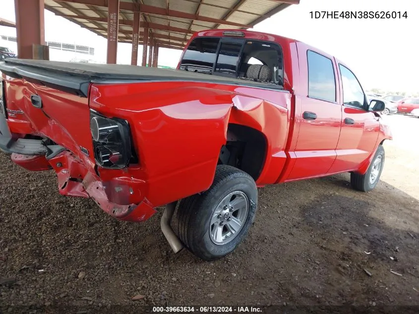 2008 Dodge Dakota Slt VIN: 1D7HE48N38S626014 Lot: 39663634