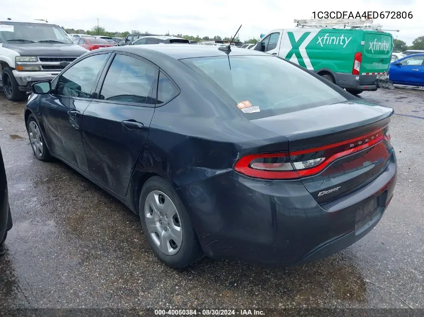 1C3CDFAA4ED672806 2014 Dodge Dart Se