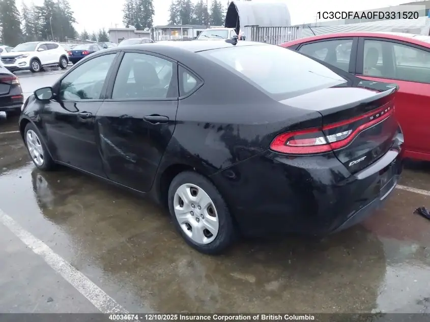 1C3CDFAA0FD331520 2015 Dodge Dart Se