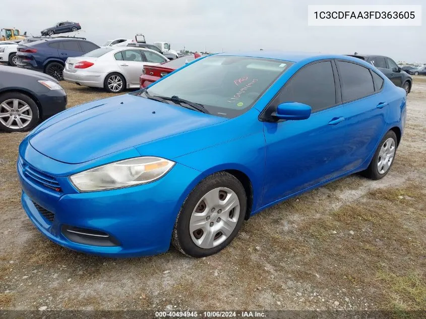 1C3CDFAA3FD363605 2015 Dodge Dart Se