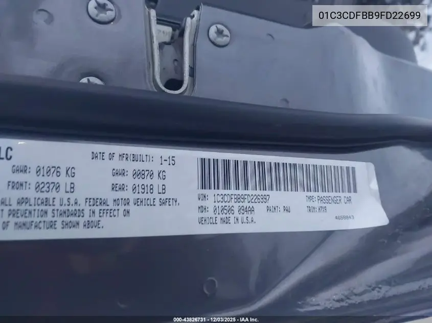 01C3CDFBB9FD22699 2015 Dodge Dart Sxt