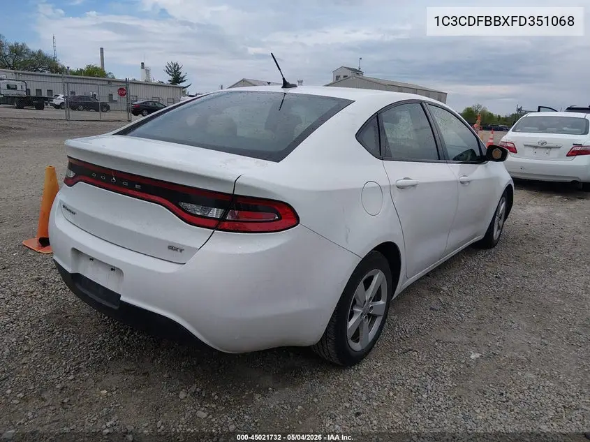 2015 Dodge Dart Sxt VIN: 1C3CDFBBXFD351068 Lot: 45021732