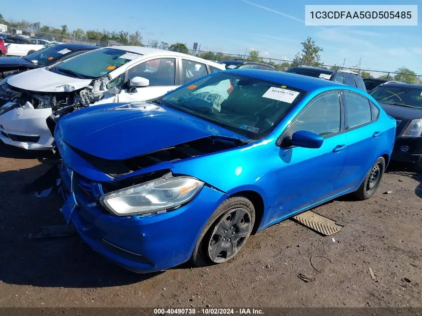 1C3CDFAA5GD505485 2016 Dodge Dart Se