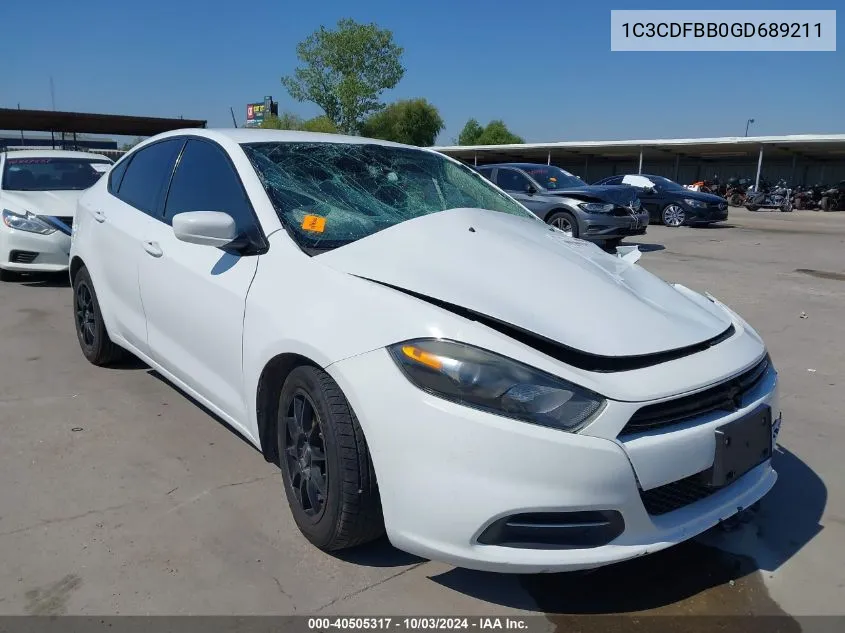 1C3CDFBB0GD689211 2016 Dodge Dart Sxt