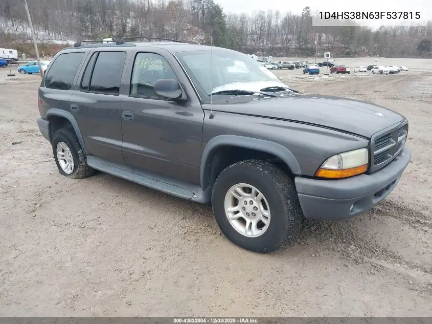 1D4HS38N63F537815 2003 Dodge Durango Sport/Sxt