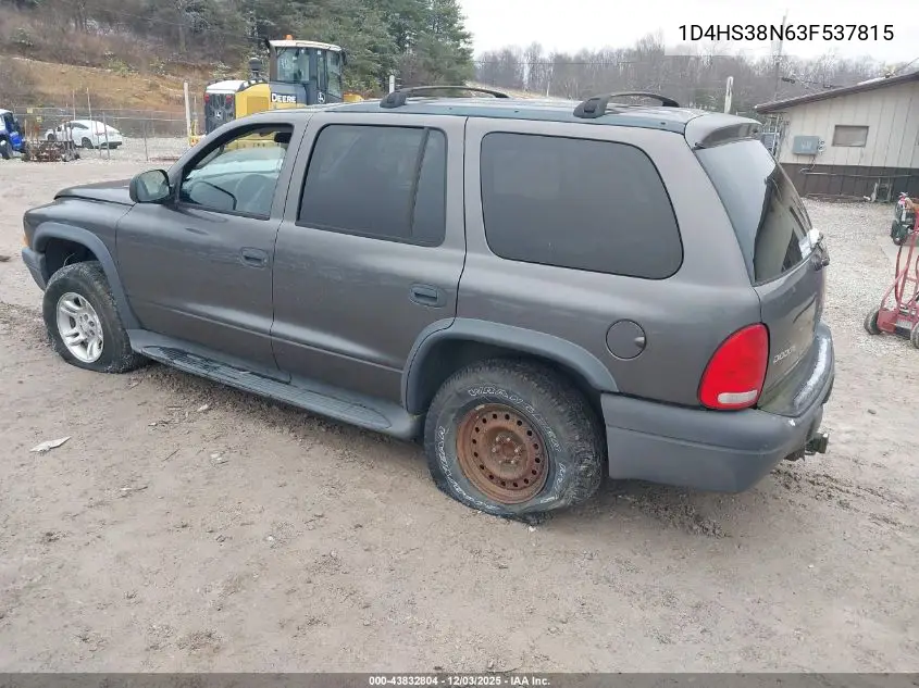 1D4HS38N63F537815 2003 Dodge Durango Sport/Sxt