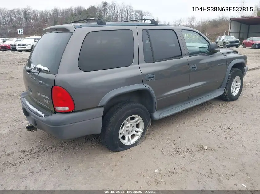1D4HS38N63F537815 2003 Dodge Durango Sport/Sxt
