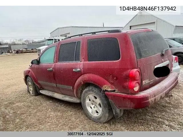1D4HB48N46F137942 2006 Dodge Durango Slt