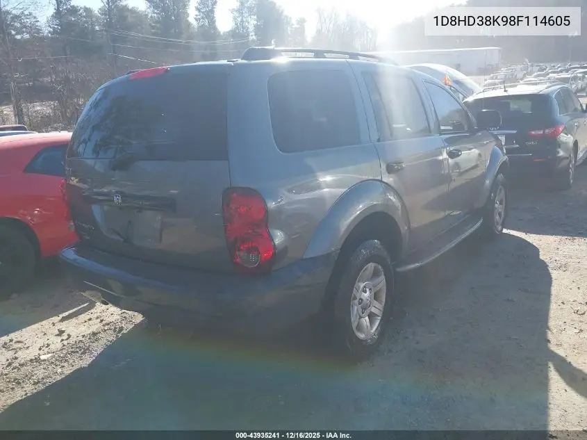 1D8HD38K98F114605 2008 Dodge Durango Sxt