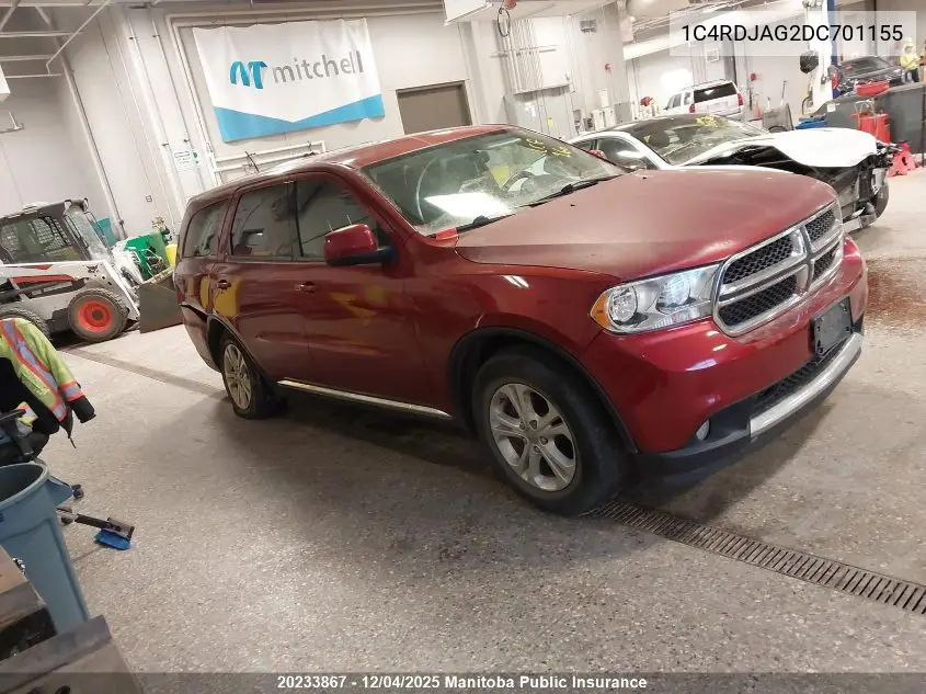 1C4RDJAG2DC701155 2013 Dodge Durango Sxt