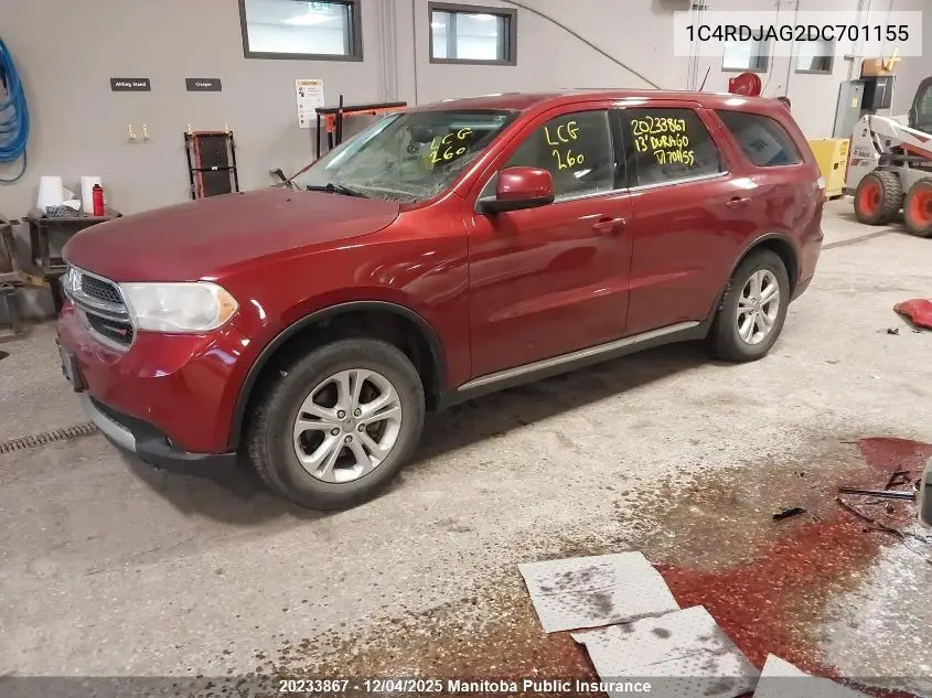1C4RDJAG2DC701155 2013 Dodge Durango Sxt