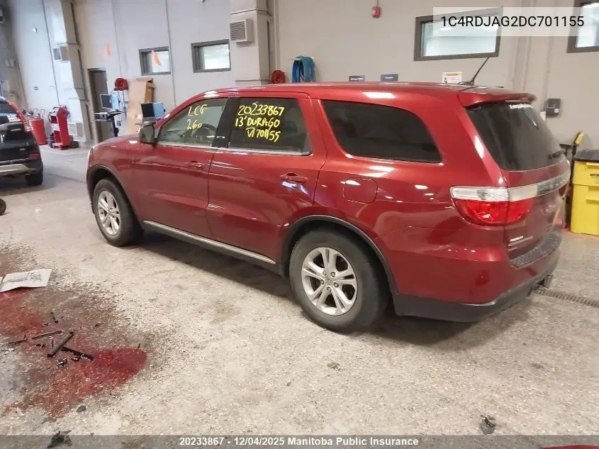 1C4RDJAG2DC701155 2013 Dodge Durango Sxt