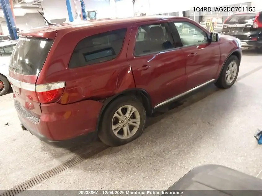 1C4RDJAG2DC701155 2013 Dodge Durango Sxt