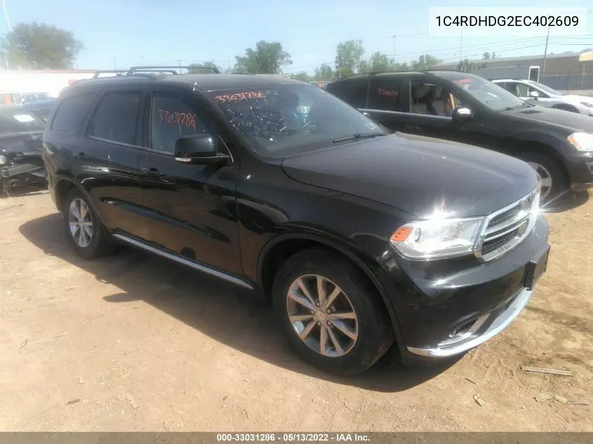 2014 Dodge Durango Limited VIN: 1C4RDHDG2EC402609 Lot: 33031286