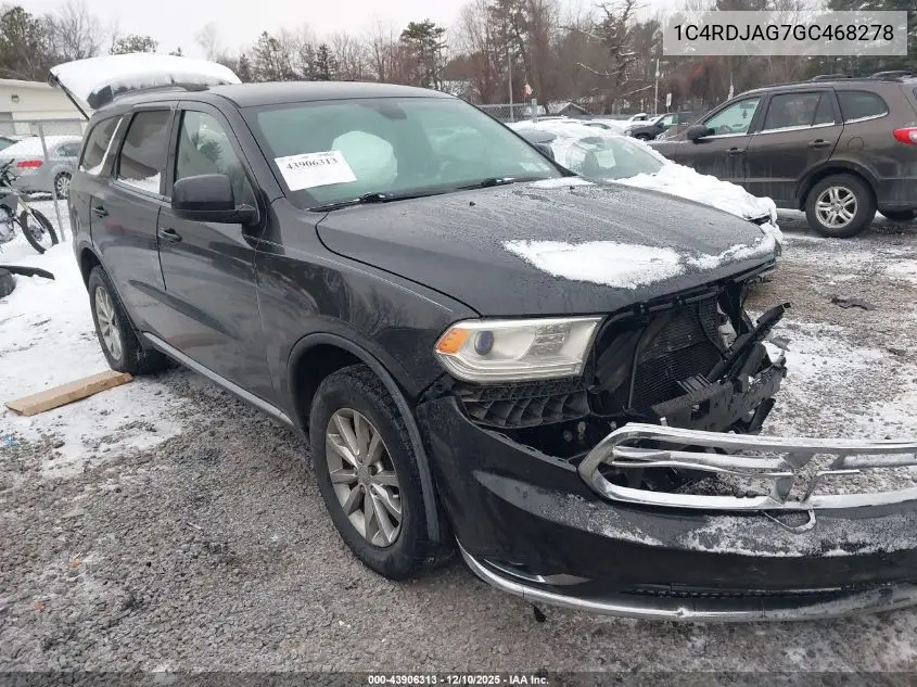 1C4RDJAG7GC468278 2016 Dodge Durango Sxt