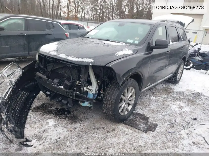 1C4RDJAG7GC468278 2016 Dodge Durango Sxt
