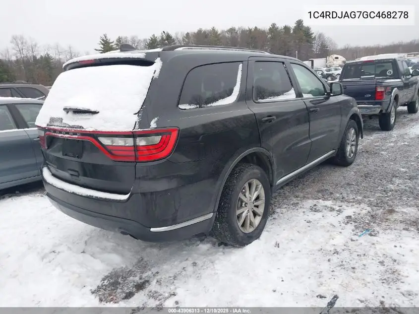 1C4RDJAG7GC468278 2016 Dodge Durango Sxt