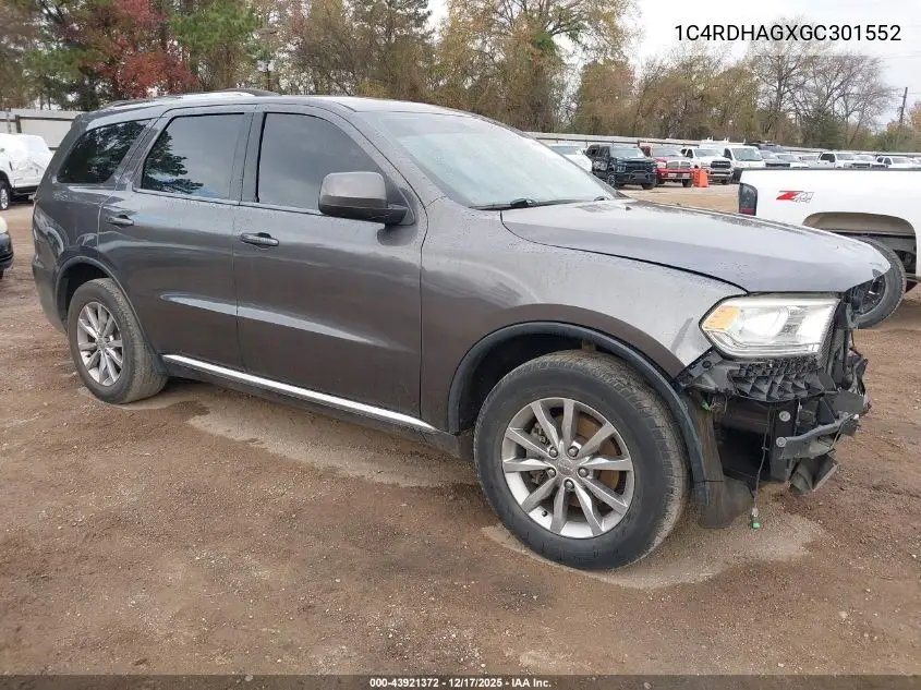 1C4RDHAGXGC301552 2016 Dodge Durango Sxt