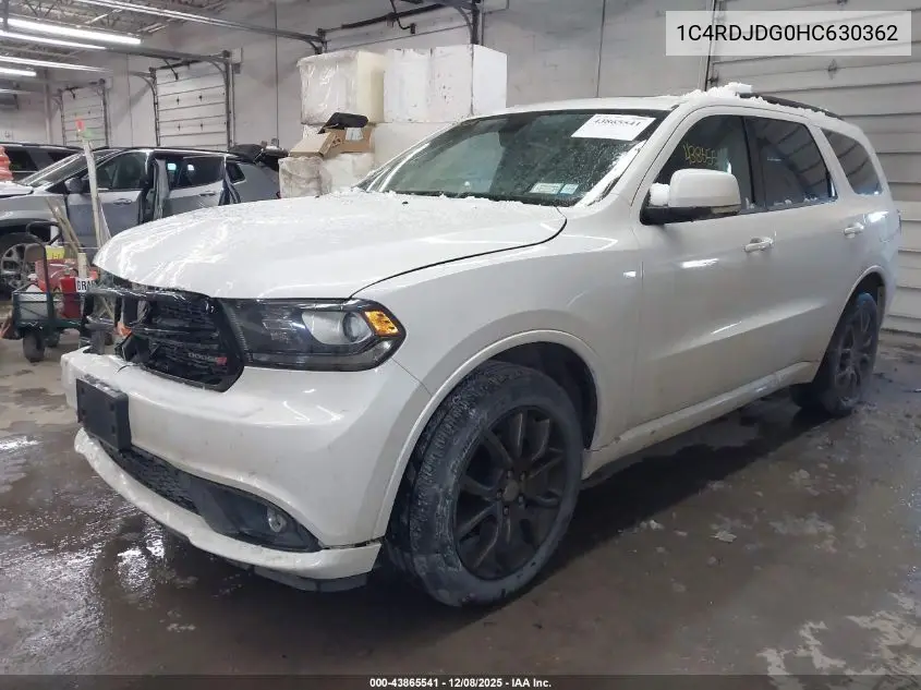 1C4RDJDG0HC630362 2017 Dodge Durango Gt Awd