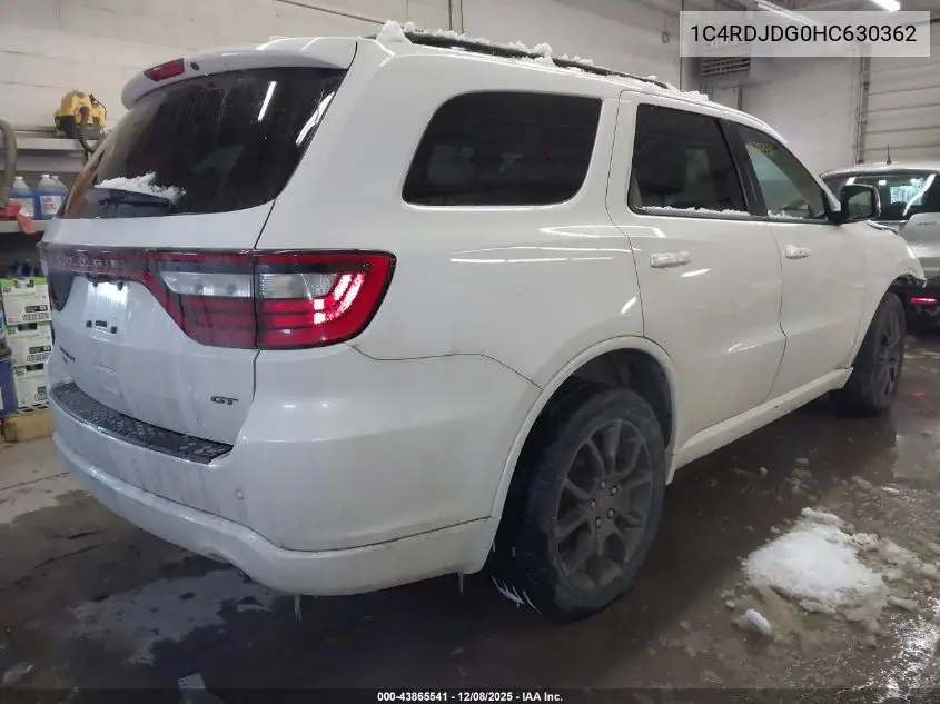 1C4RDJDG0HC630362 2017 Dodge Durango Gt Awd