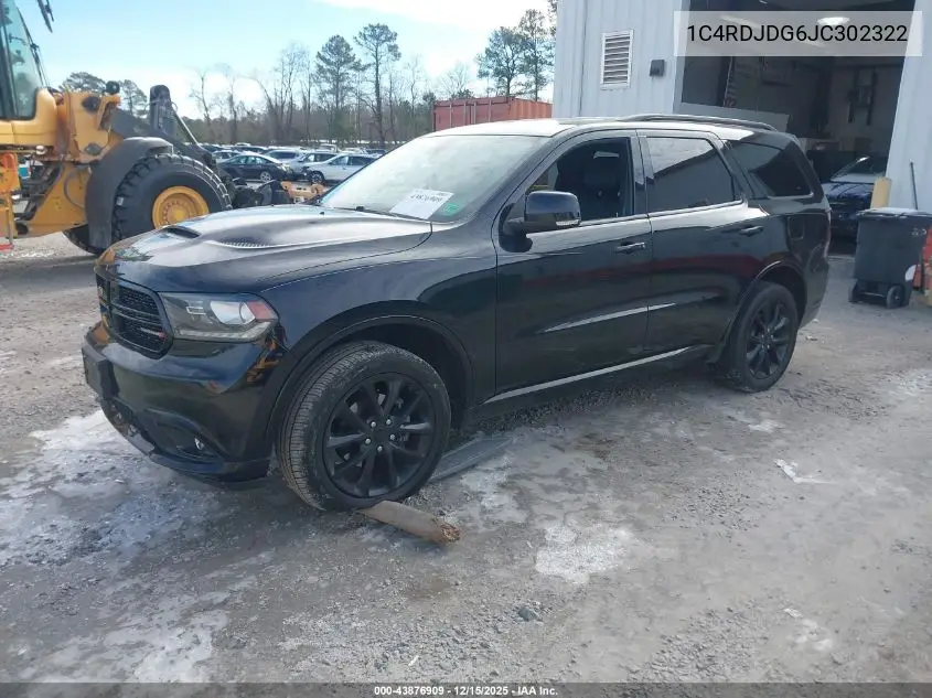 1C4RDJDG6JC302322 2018 Dodge Durango Gt Awd