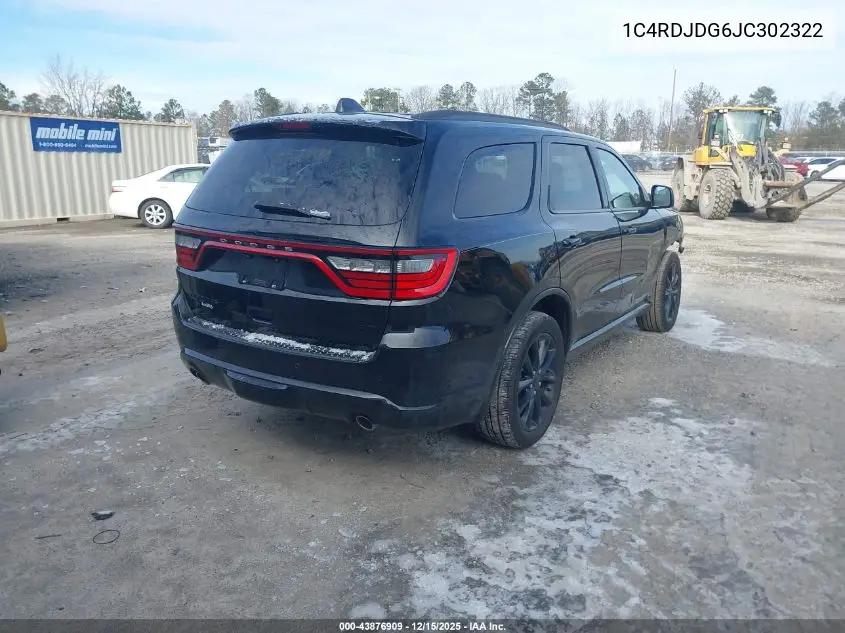 1C4RDJDG6JC302322 2018 Dodge Durango Gt Awd