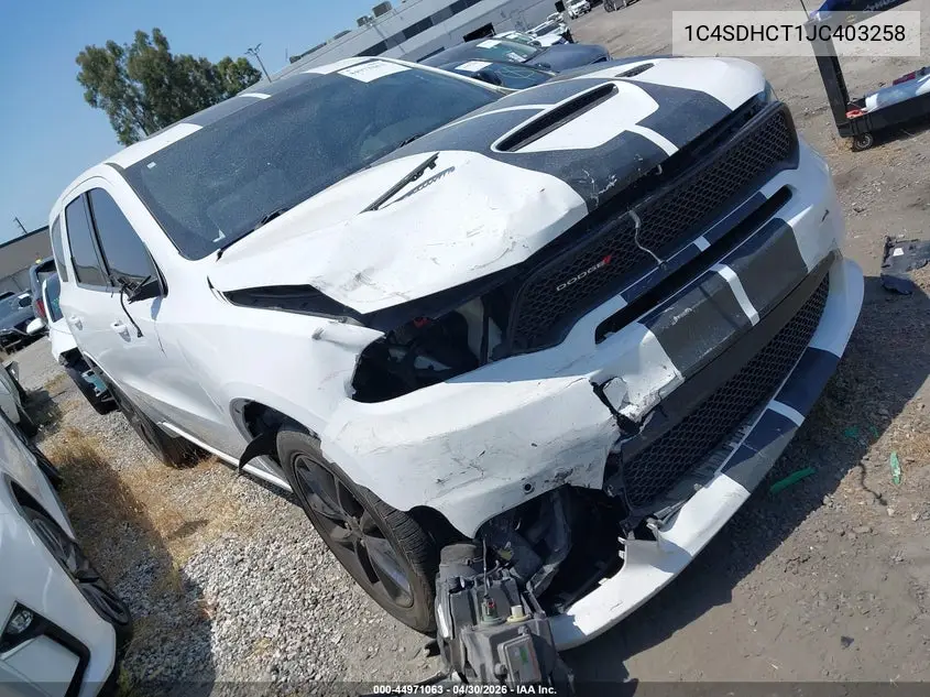 1C4SDHCT1JC403258 2018 Dodge Durango R/T Rwd