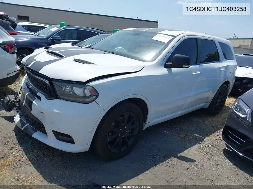 1C4SDHCT1JC403258 2018 Dodge Durango R/T Rwd