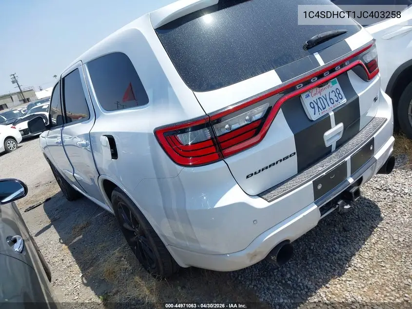 1C4SDHCT1JC403258 2018 Dodge Durango R/T Rwd