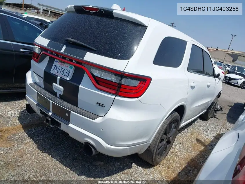 1C4SDHCT1JC403258 2018 Dodge Durango R/T Rwd