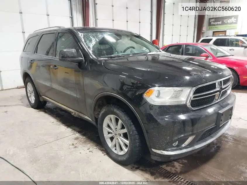 1C4RDJAG2KC560620 2019 Dodge Durango Sxt Awd